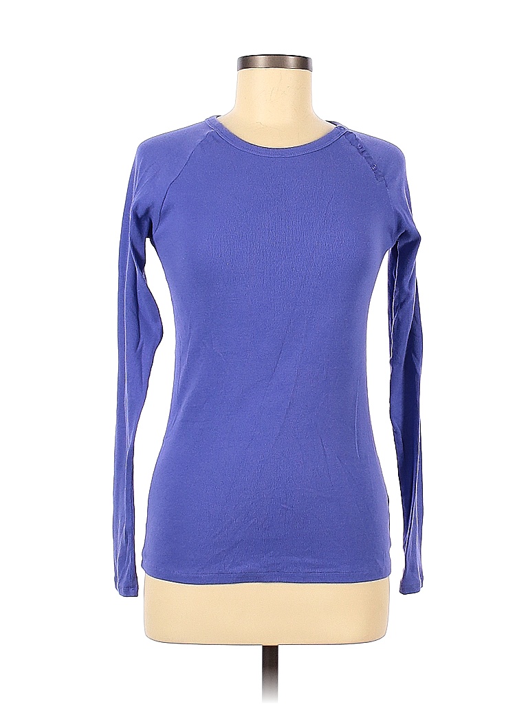 Gap Body Color Block Solid Colored Purple Long Sleeve Top Size M 60