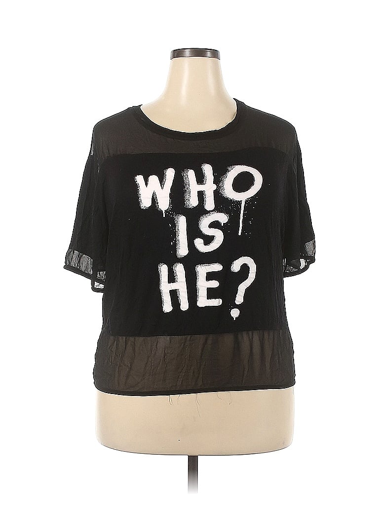 Roommates Black Short Sleeve Top Size 1X - photo 1