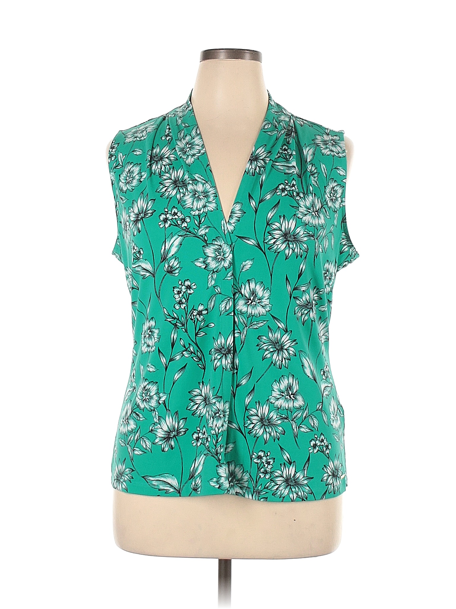 Calvin Klein Floral Green Sleeveless Top Size XL - 73% off | thredUP