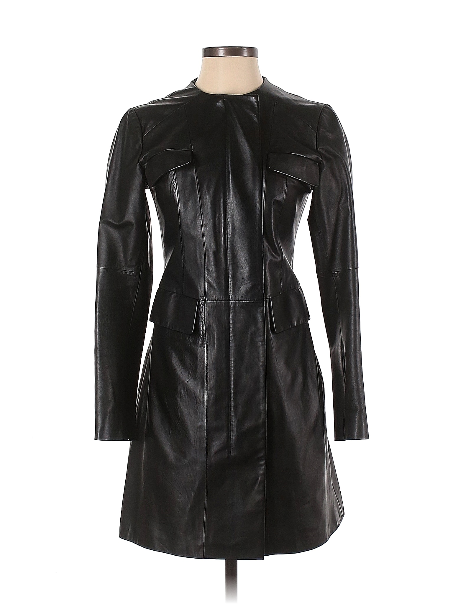 Laundry by Shelli Segal 100 Leather Solid Black Leather Jacket Size XS