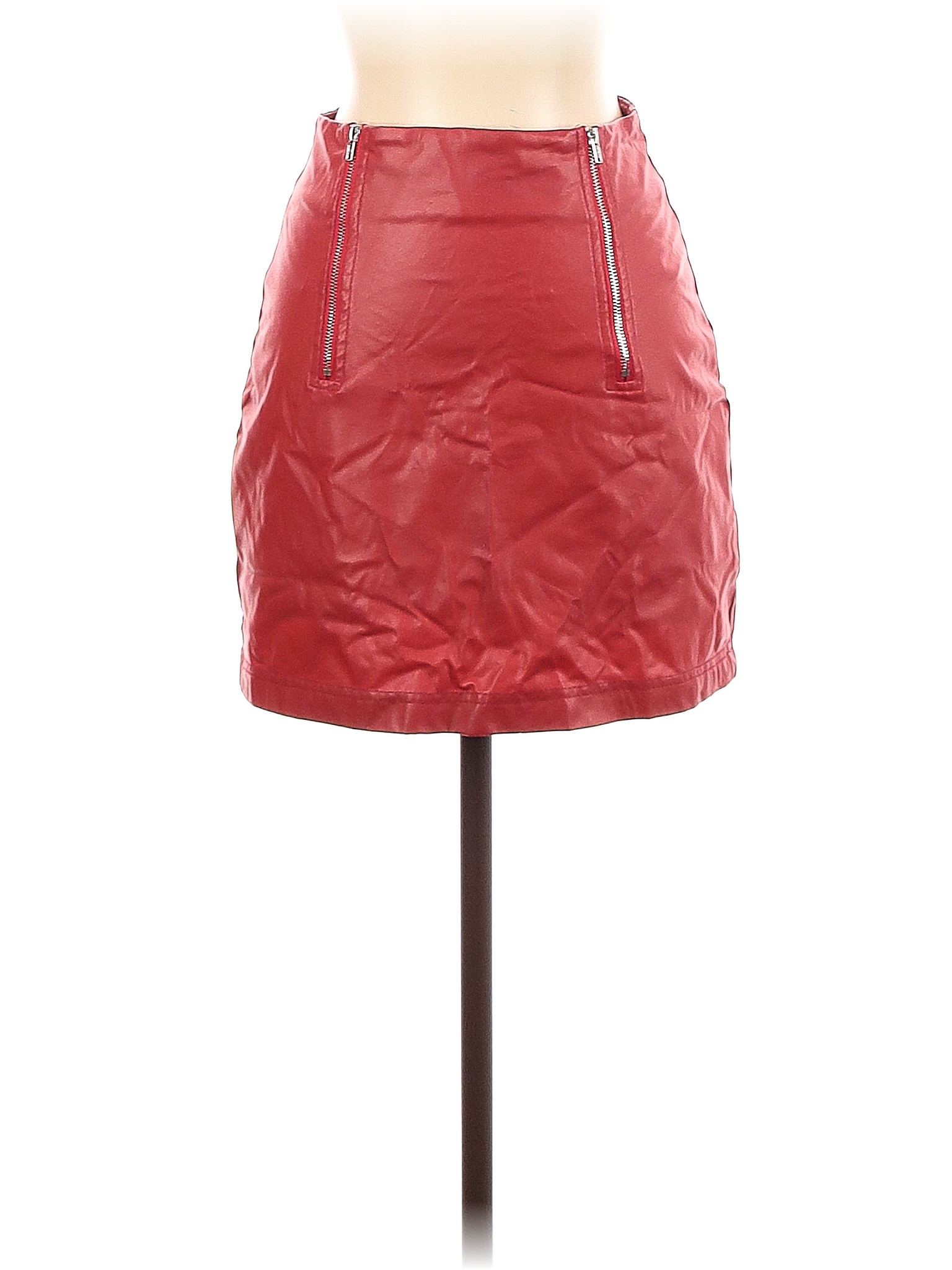 Shein Solid Colored Red Leather Skirt Size XS 52 off thredUP
