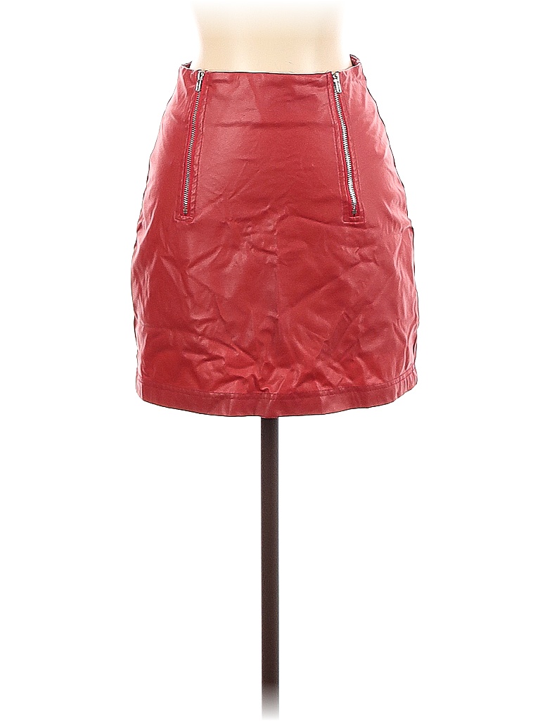Shein Solid Colored Red Leather Skirt Size XS 52 off thredUP