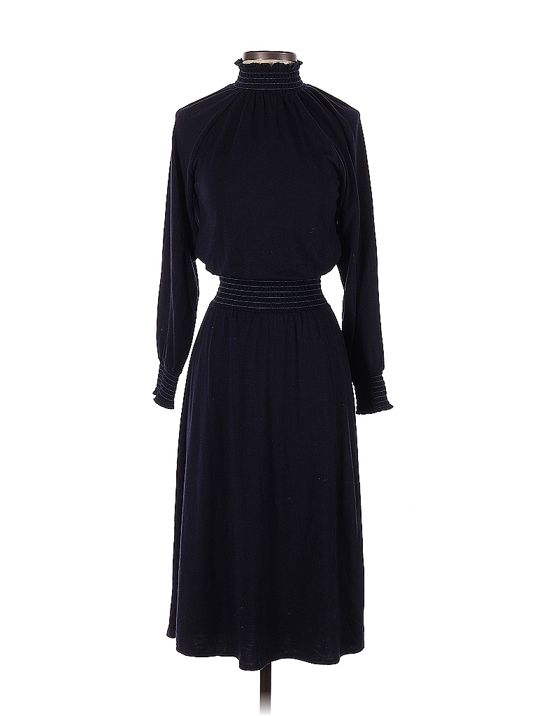 Ann Taylor Solid Black Blue Casual Dress Size XXS (Petite) 80 off