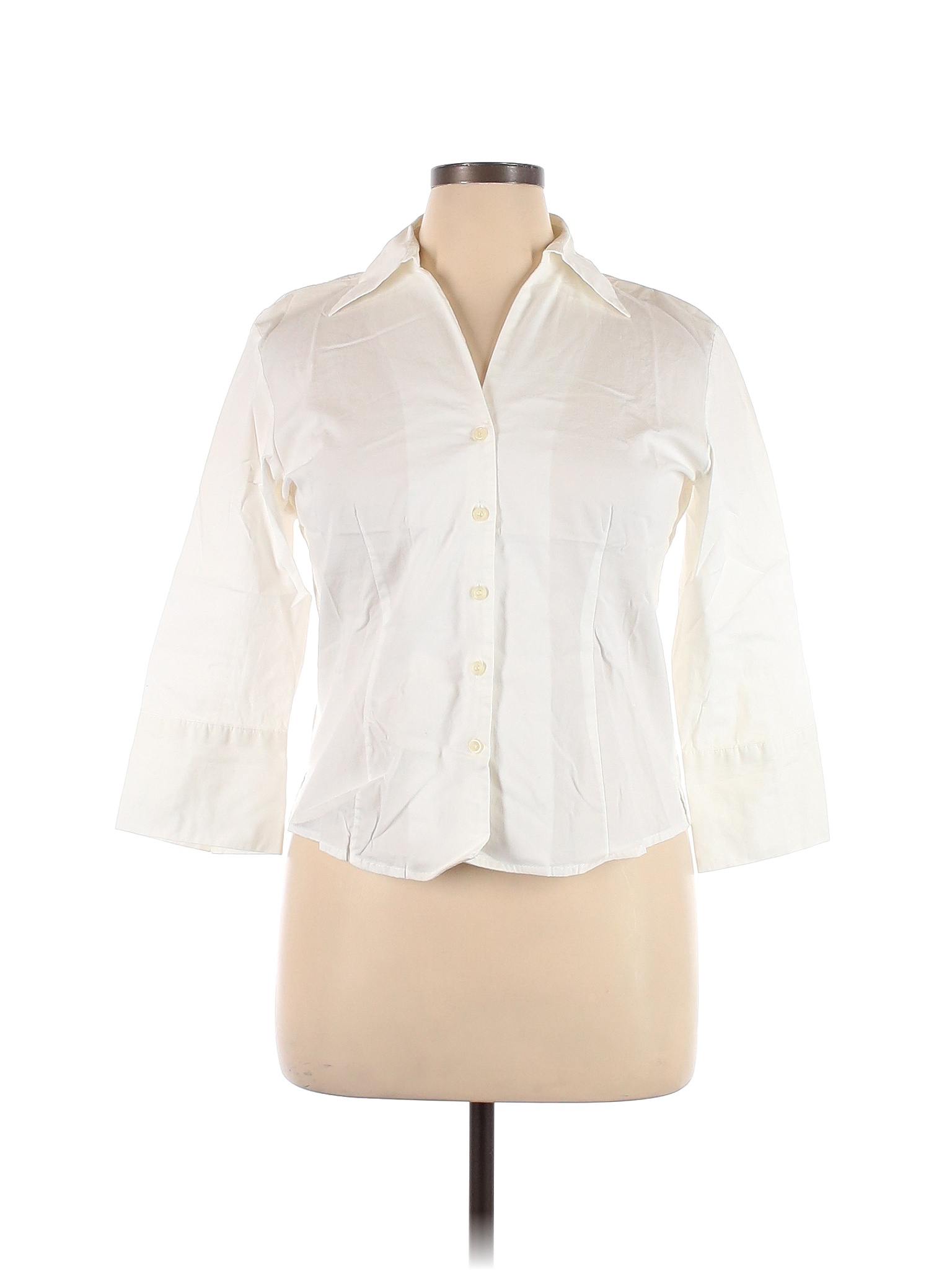 Harve Benard by Benard Holtzman Solid White 3/4 Sleeve Button-Down ...