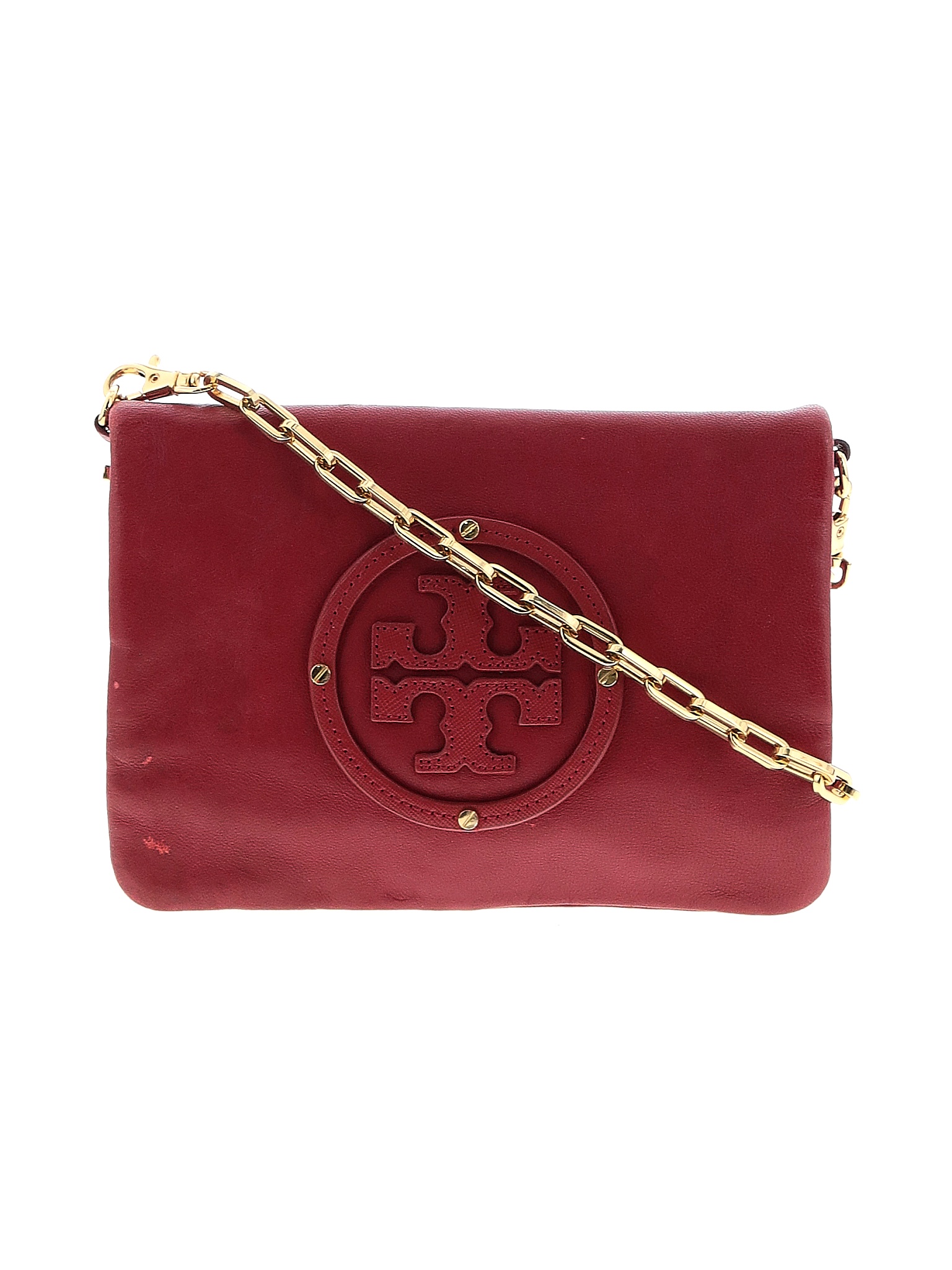 Tory Burch 100% Leather Solid Colored Red Leather Crossbody Bag One ...