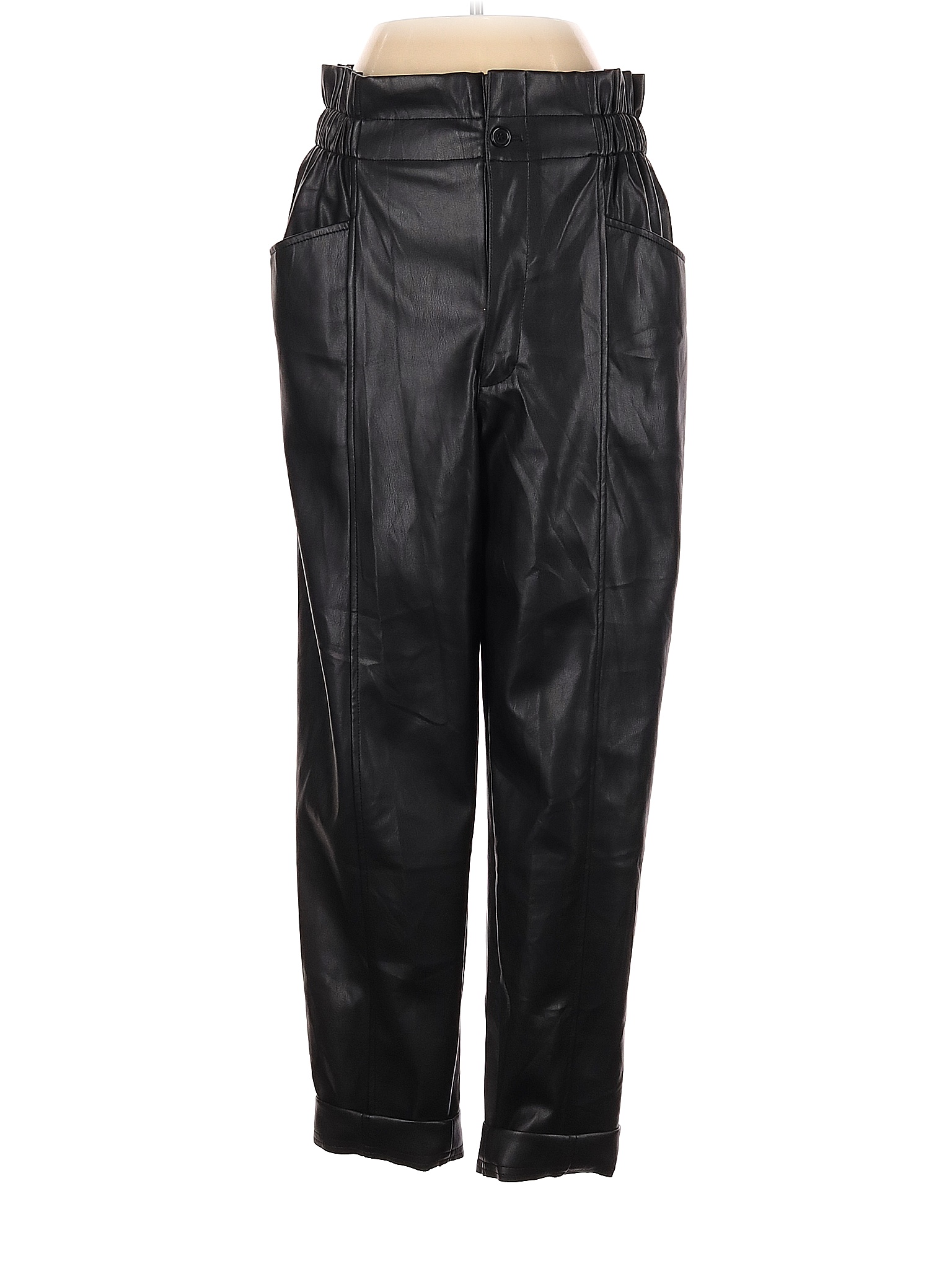 Madewell 100 Polyurethane Solid Black Faux Leather Pants Size S 70 off thredUP