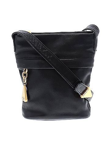 Americana by Sharif 100 Leather Solid Black Leather Crossbody Bag