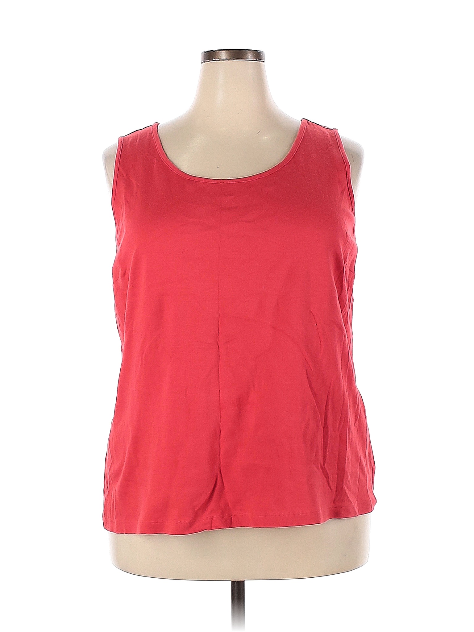 Lands' End 100% Cotton Solid Colored Red Tank Top Size 2X (Plus) - 86% 