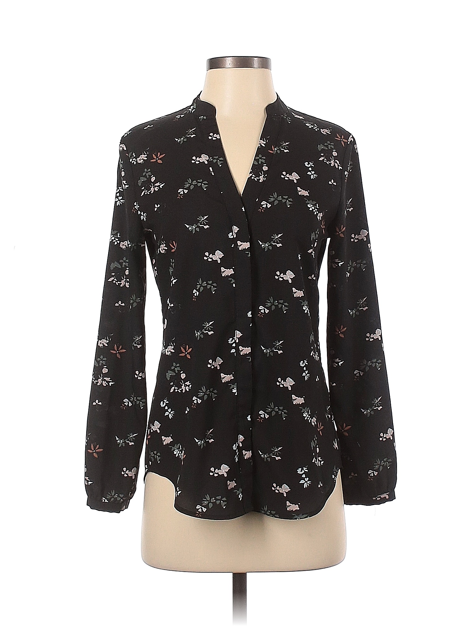 Ivanka Trump 100% Polyester Floral Black Long Sleeve Blouse Size XS ...