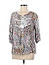 Assorted Brands Gray White Long Sleeve Blouse Size 4 - photo 1