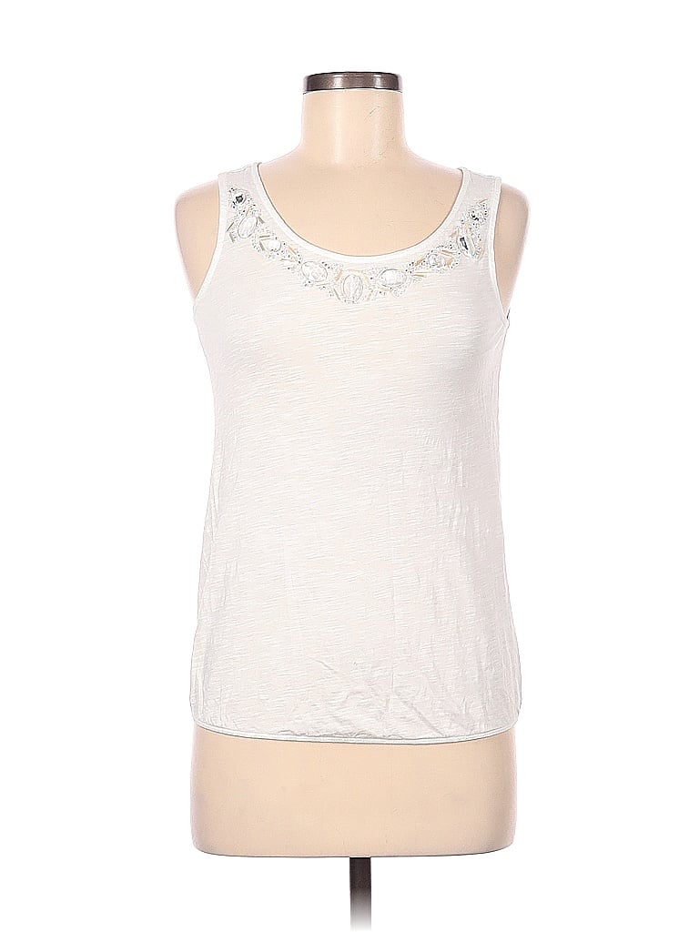 Ann Taylor LOFT 100% Cotton Solid White Sleeveless Top Size XS - 77% ...