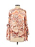 LC Lauren Conrad 100% Polyester Orange Brown Long Sleeve Blouse Size M - photo 2