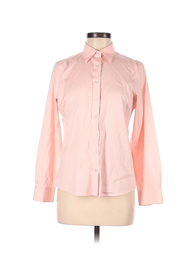 Lands' End 100% Baumwolle Solid Pink Long Sleeve Button-Down Shirt Size ...