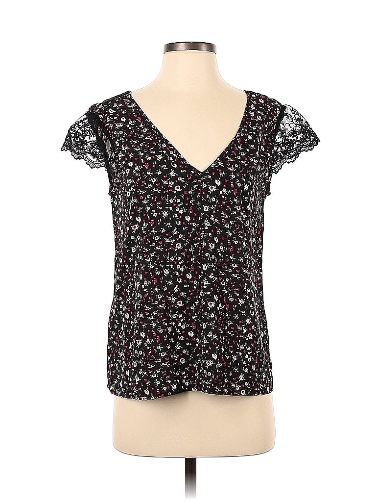 Pre-owned Shein Short Sleeve Blouse In Black