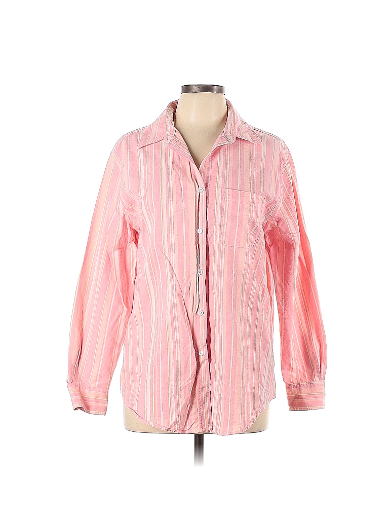 Cabin Creek 100% Cotton Stripes Colored Pink Long Sleeve Button-Down ...