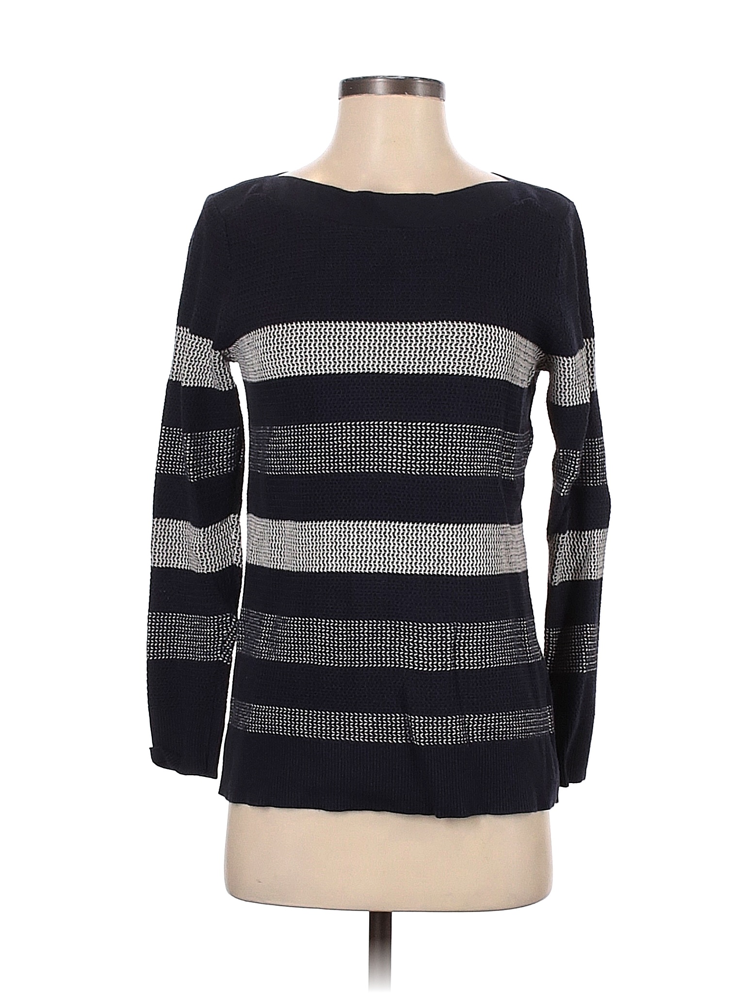 Market and Spruce Color Block Stripes Multi Color Blue Pullover Sweater ...