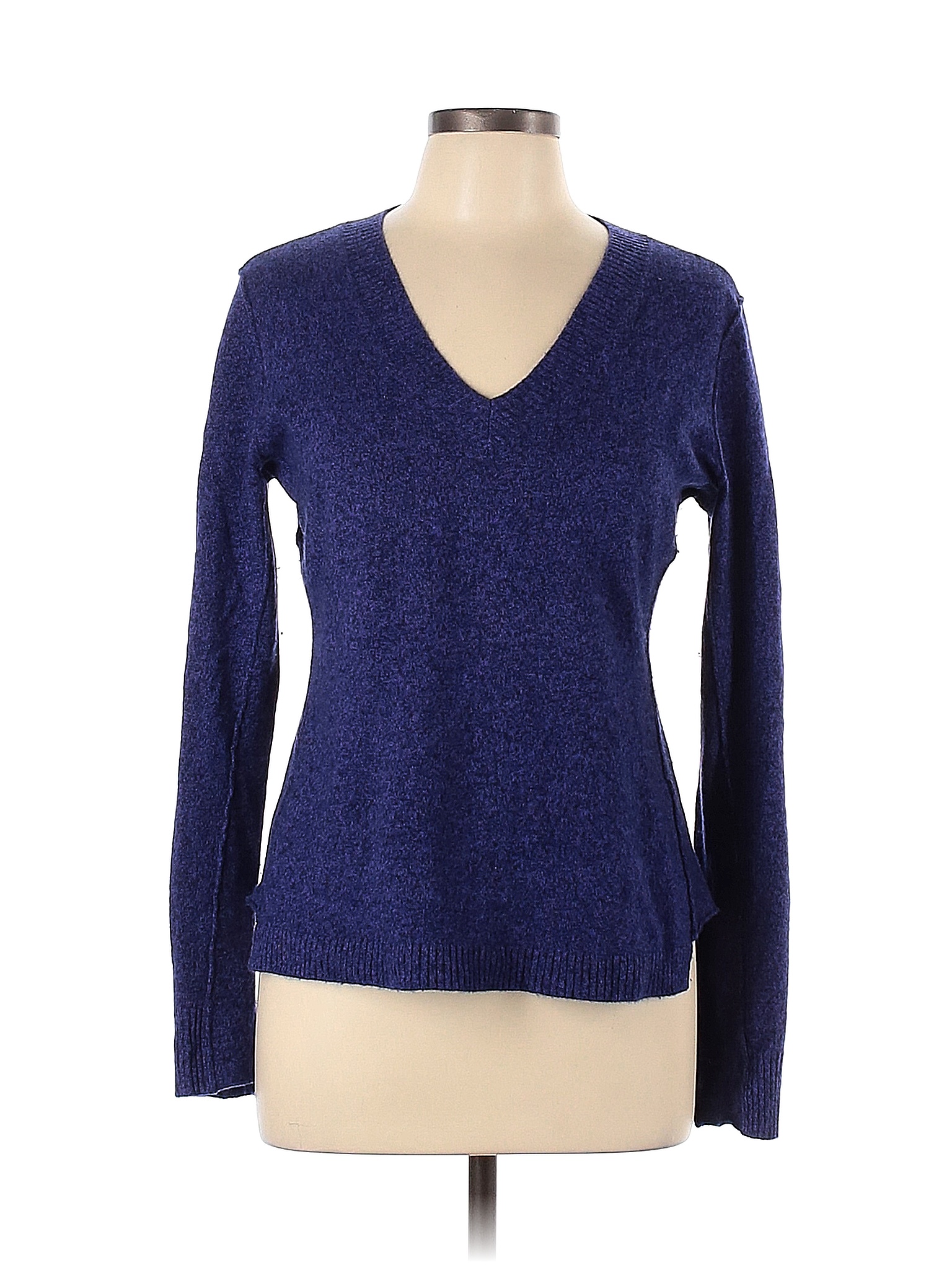 Aqua 100 Cashmere Color Block Solid Blue Cashmere Pullover Sweater Size L 80 Off Thredup