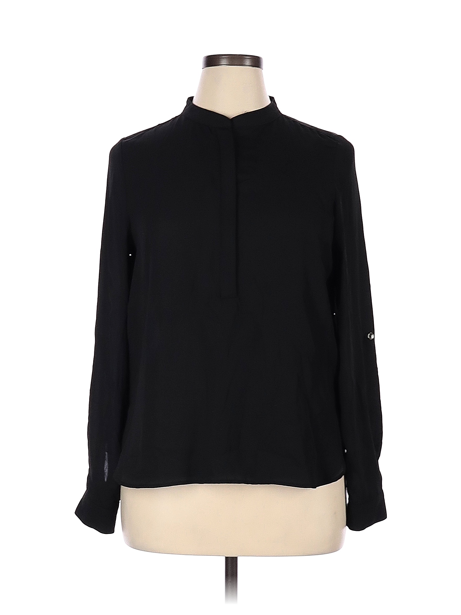 Shinestar 100% Polyester Solid Black Long Sleeve Blouse Size XL - 65% ...