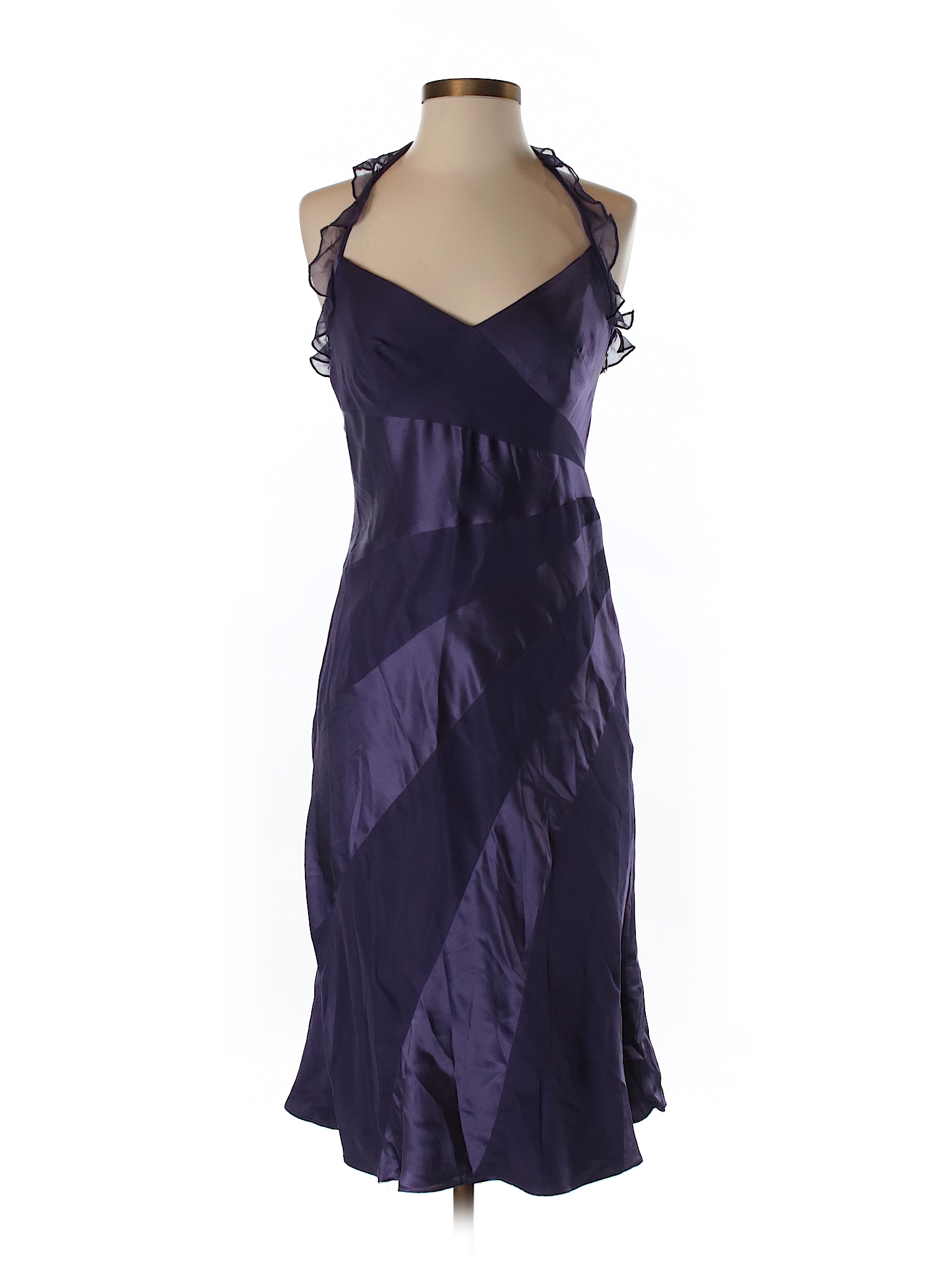 Laundry by Shelli Segal 100% Silk Metallic Dark Purple Cocktail Dress ...