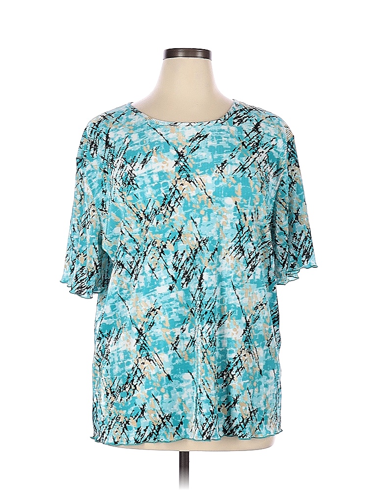 BonWorth 100 Polyester Blue Short Sleeve Blouse Size XL 47 off