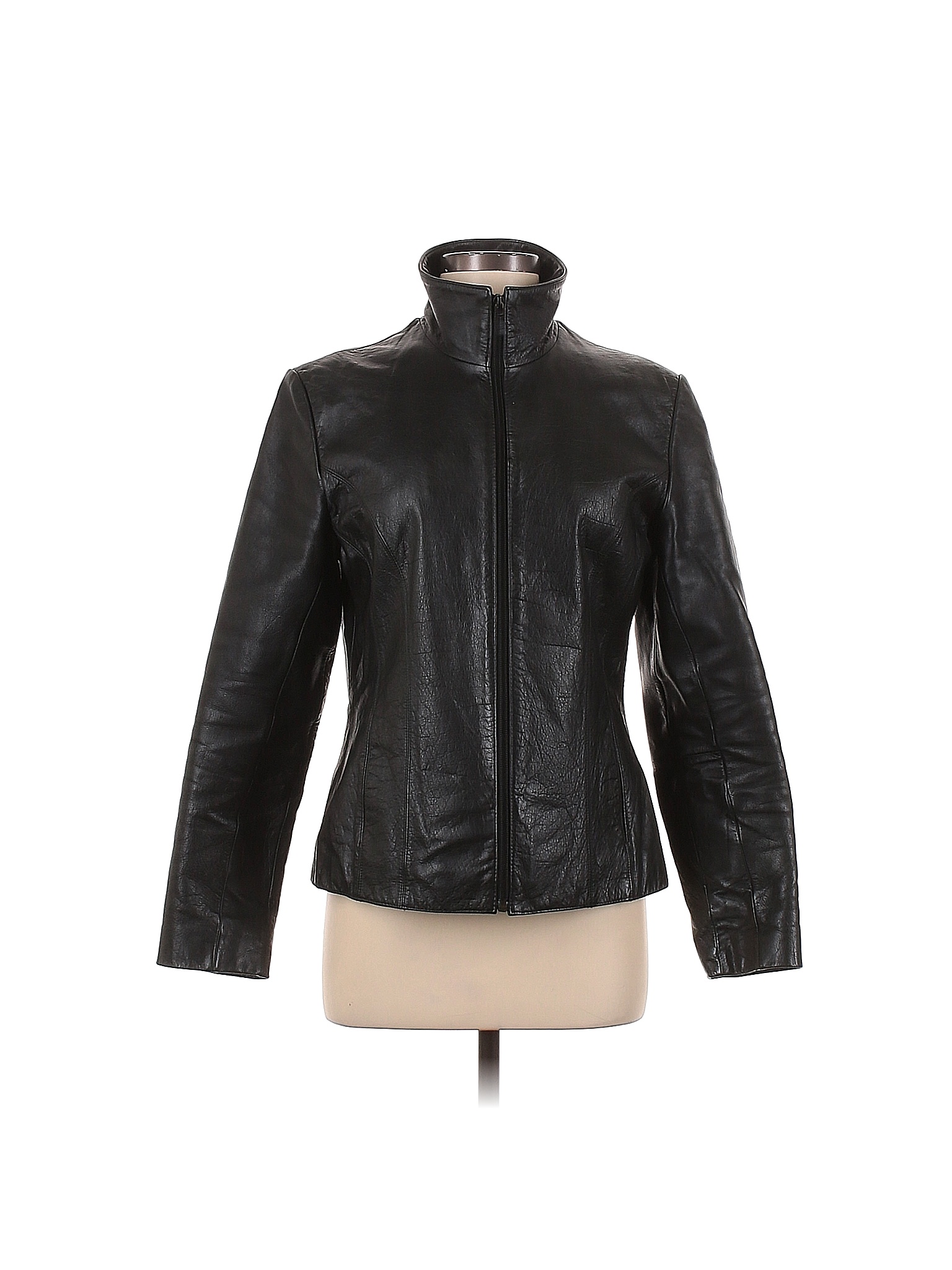 Wilsons Leather 100 Leather Solid Black Leather Jacket Size M 77