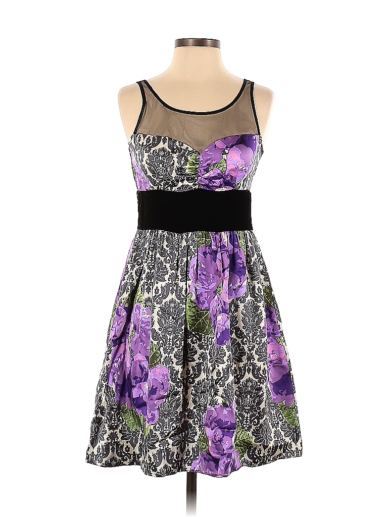 Plenty By Tracy Reese 100% Silk Color Block Floral Multi Color Black Cocktail Dress Size 4 - photo 1