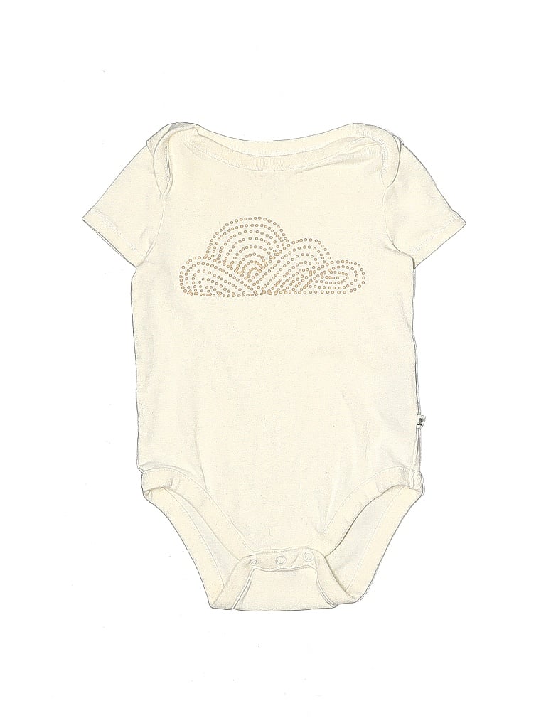 Baby Gap 100% Cotton Jacquard Chevron-herringbone Graphic Ivory Short Sleeve Onesie Size 6-12 mo - photo 1