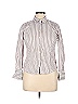 Ann Taylor Factory Stripes White Long Sleeve Button-Down Shirt Size 14 - photo 1