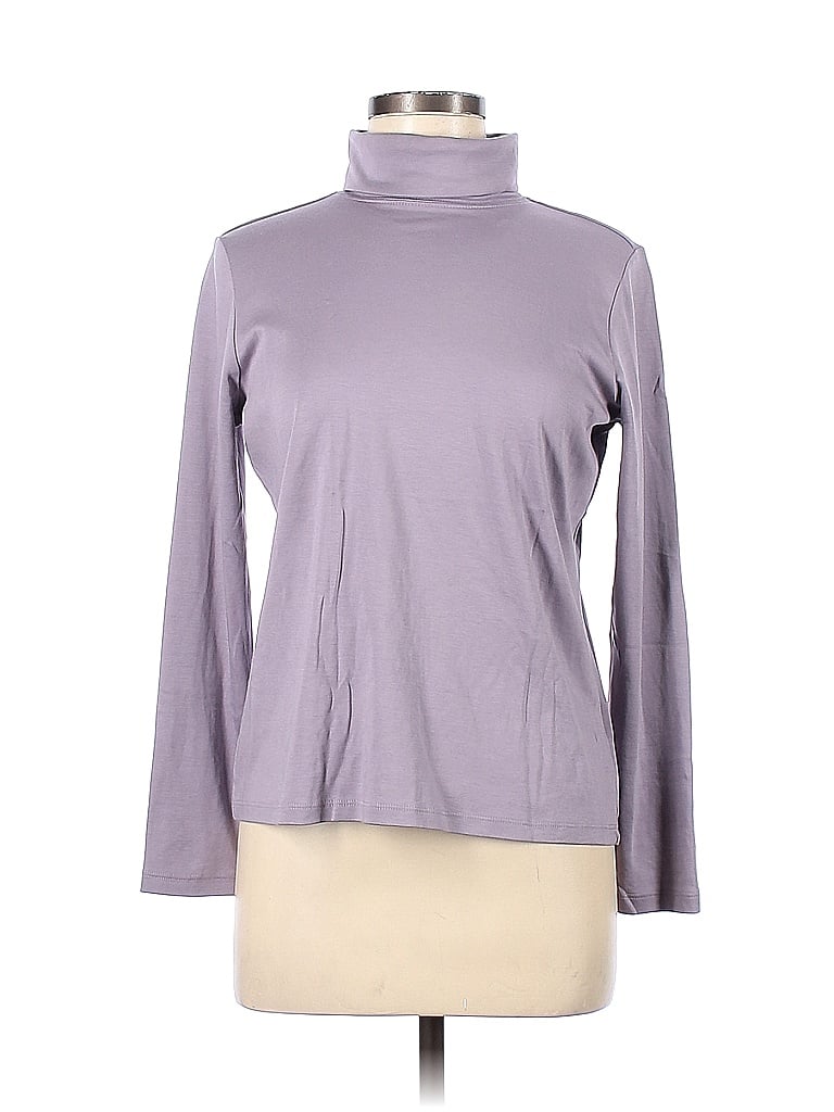 L L Bean 100 Cotton Solid Colored Purple Long Sleeve Turtleneck Size M