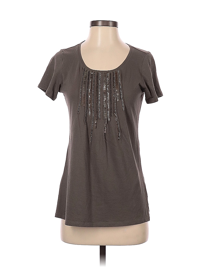J.Jill 100 Cotton Solid Colored Brown Short Sleeve Top Size XS 75
