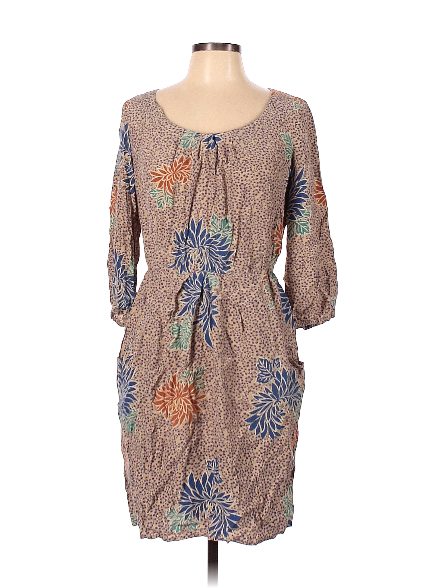 Corey Lynn Calter 100% Silk Multi Color Tan Casual Dress Size 10 - 83% ...