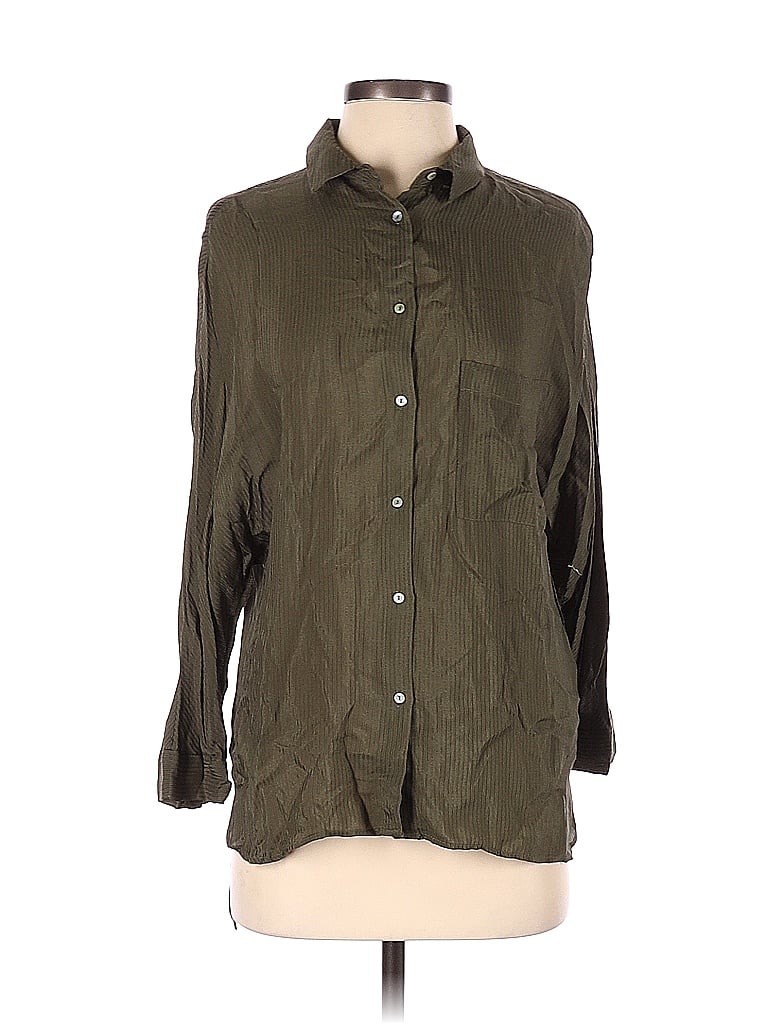 Zara 100% Viscose Green Long Sleeve Blouse Size S - photo 1