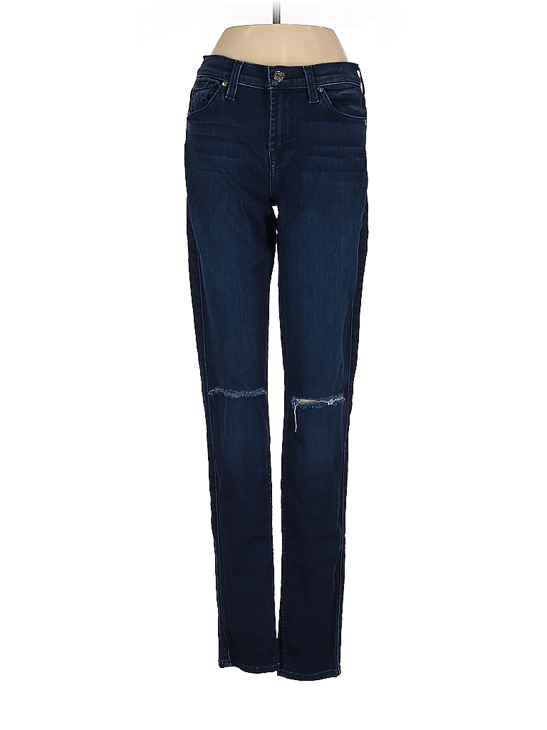 7 For All Mankind Solid Blue Jeans 25 Waist - 95% off | thredUP