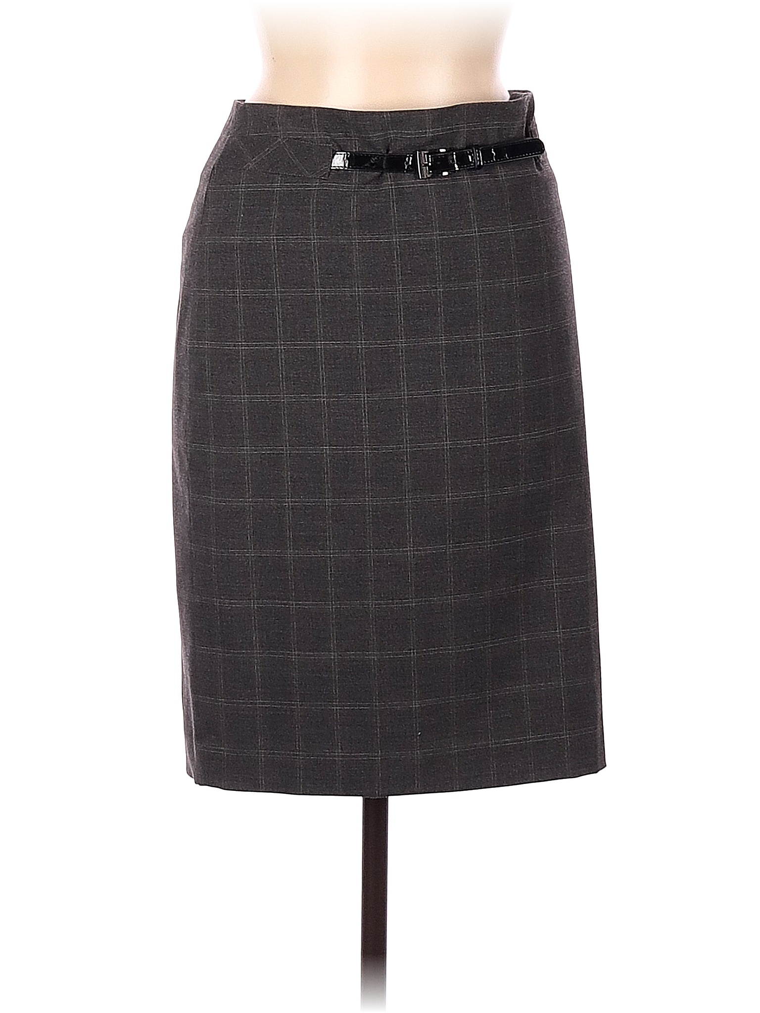 Ann Taylor Factory Tweed Houndstooth Grid Plaid Gray Casual Skirt Size ...