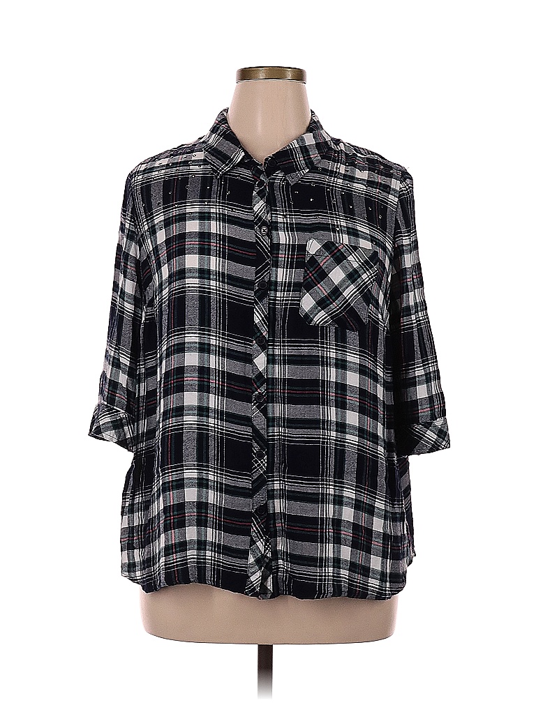 REMADE RAYON PLAID SHIRT AGED(EXCLUSIVE) / BLU×WHT