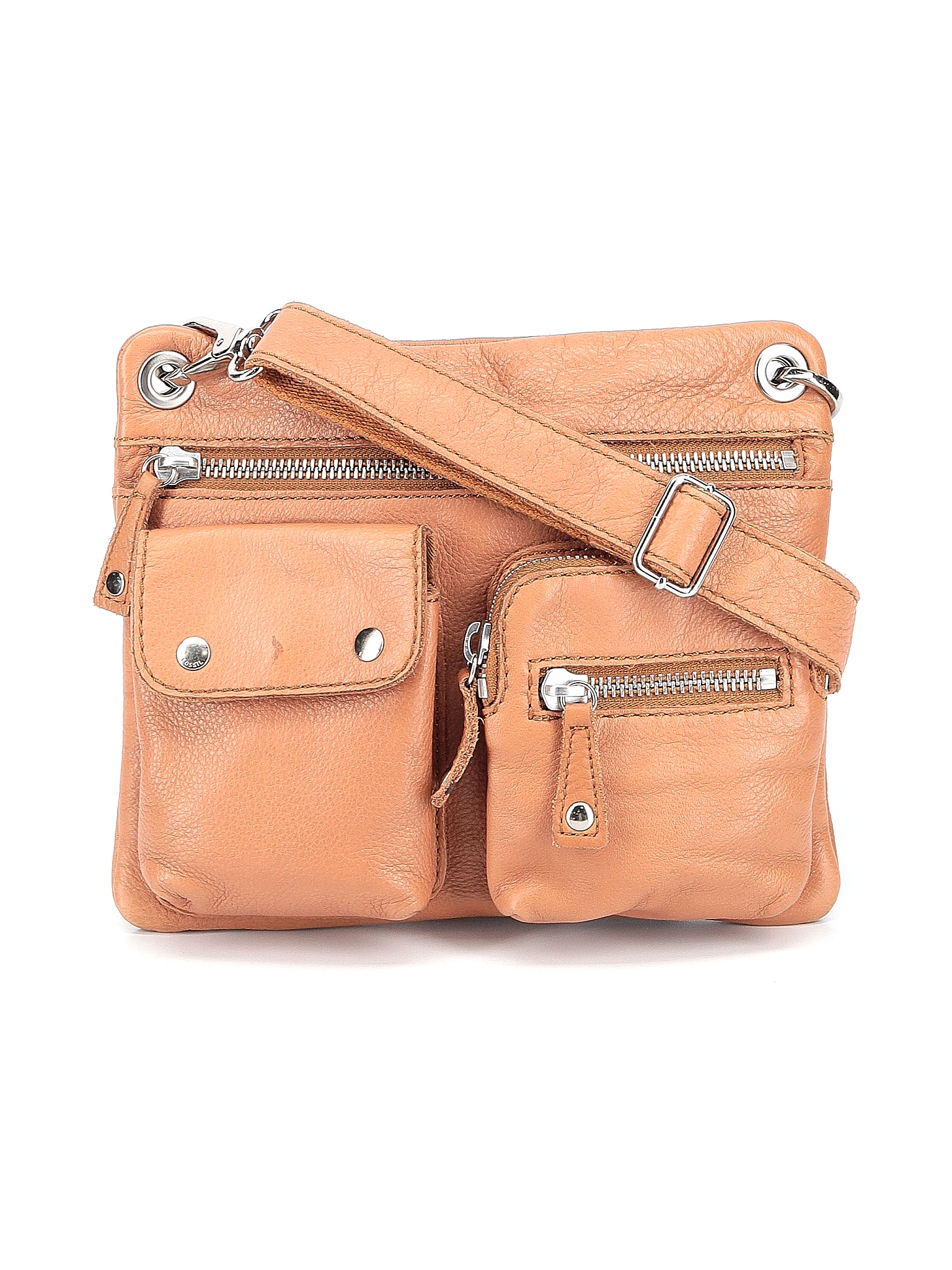 Fossil 100 Leather Solid Tan Leather Crossbody Bag One Size 68 off