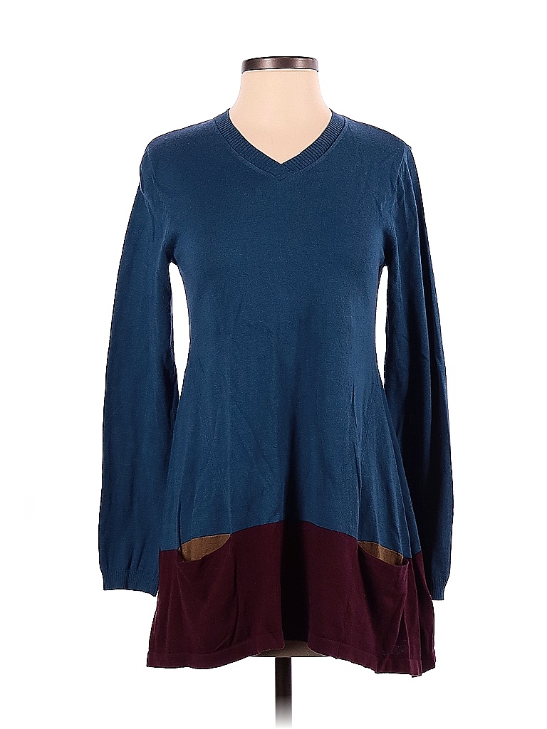 LOGO by Lori Goldstein Color Block Solid Blue Pullover Sweater Size XS - photo 1