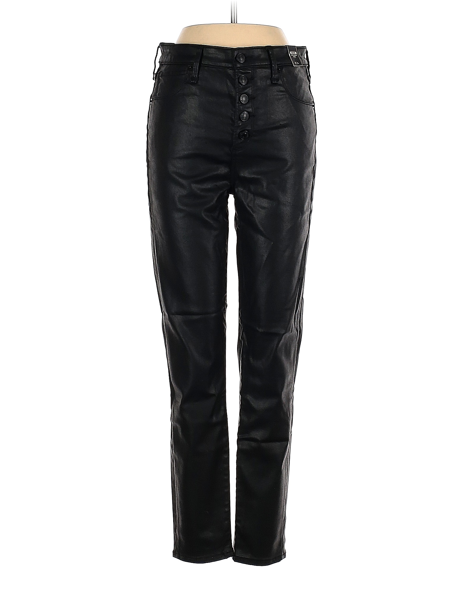 Abercrombie & Fitch 100 Acrylic Solid Black Faux Leather Pants Size 4