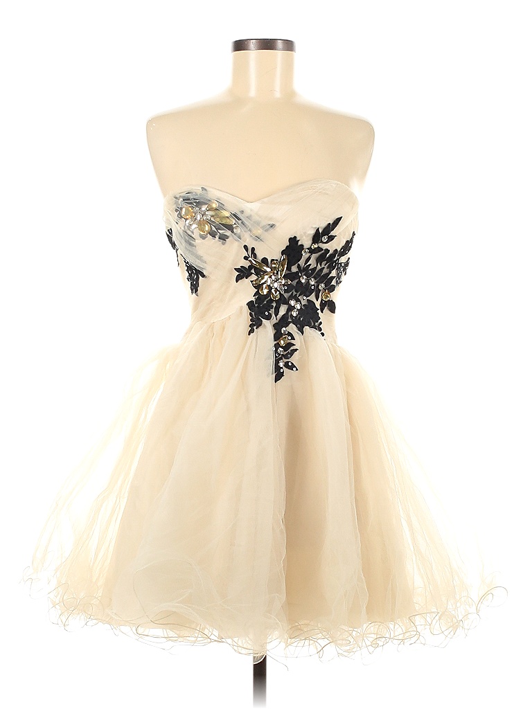 Assorted Brands 100 Polyester Solid Colored Ivory Cocktail Dress Size