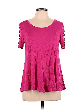 Late August Solid Colored Pink Short Sleeve Top Size M - 64% off