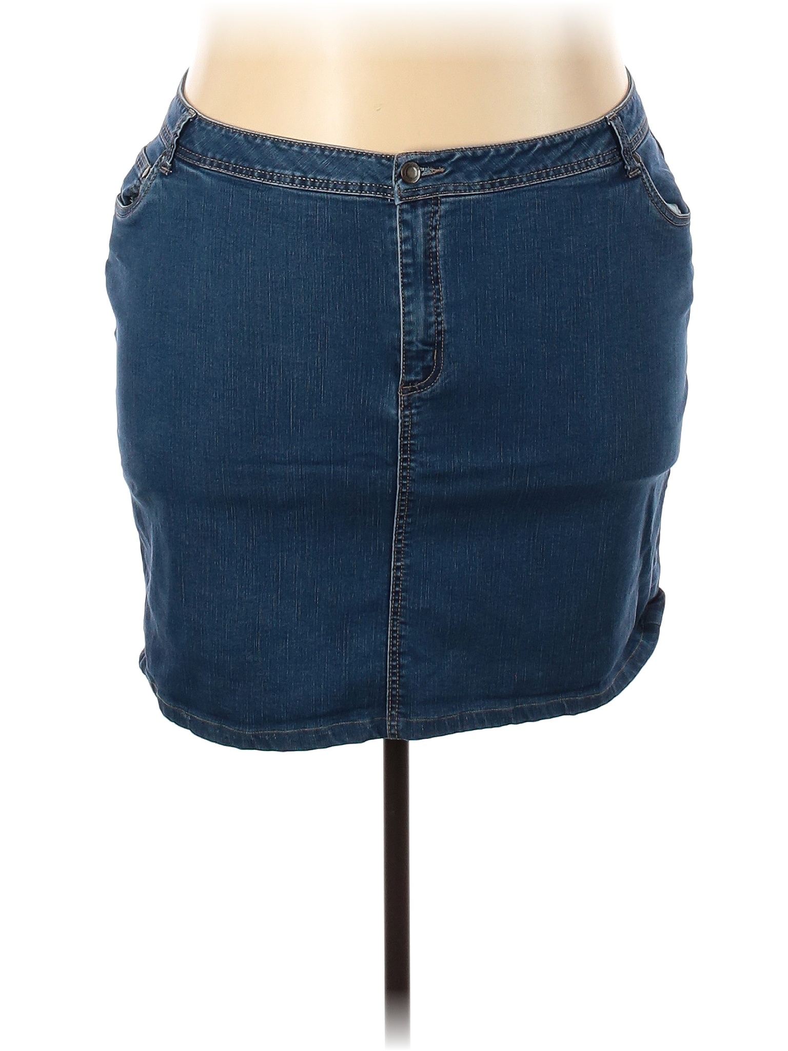 Jessica London Solid Blue Denim Skirt Size 22 (Plus) 61 off thredUP