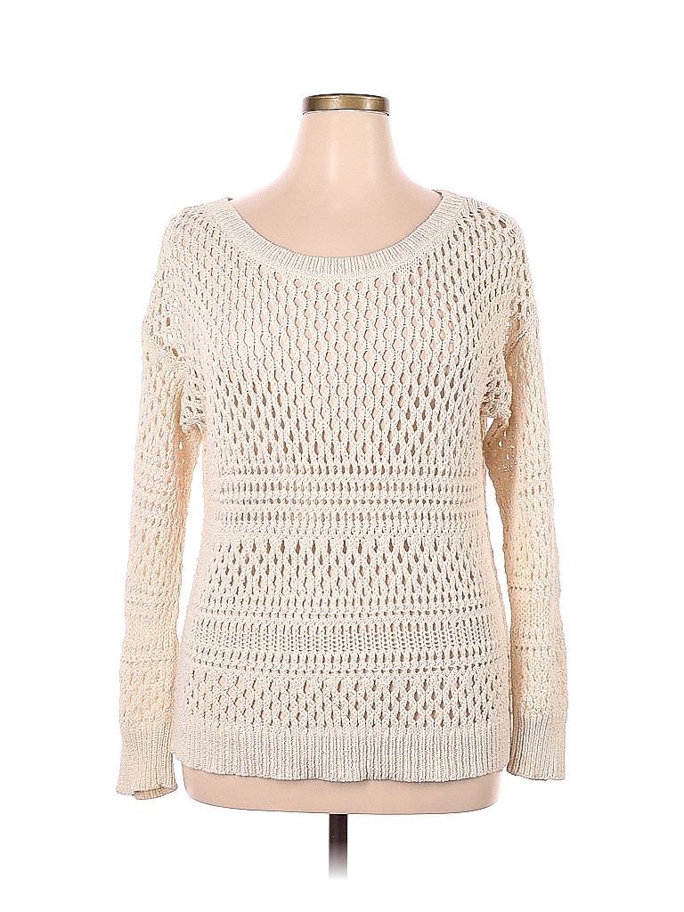 American Eagle Outfitters 100% Acrylic Color Block Solid Tan Ivory ...