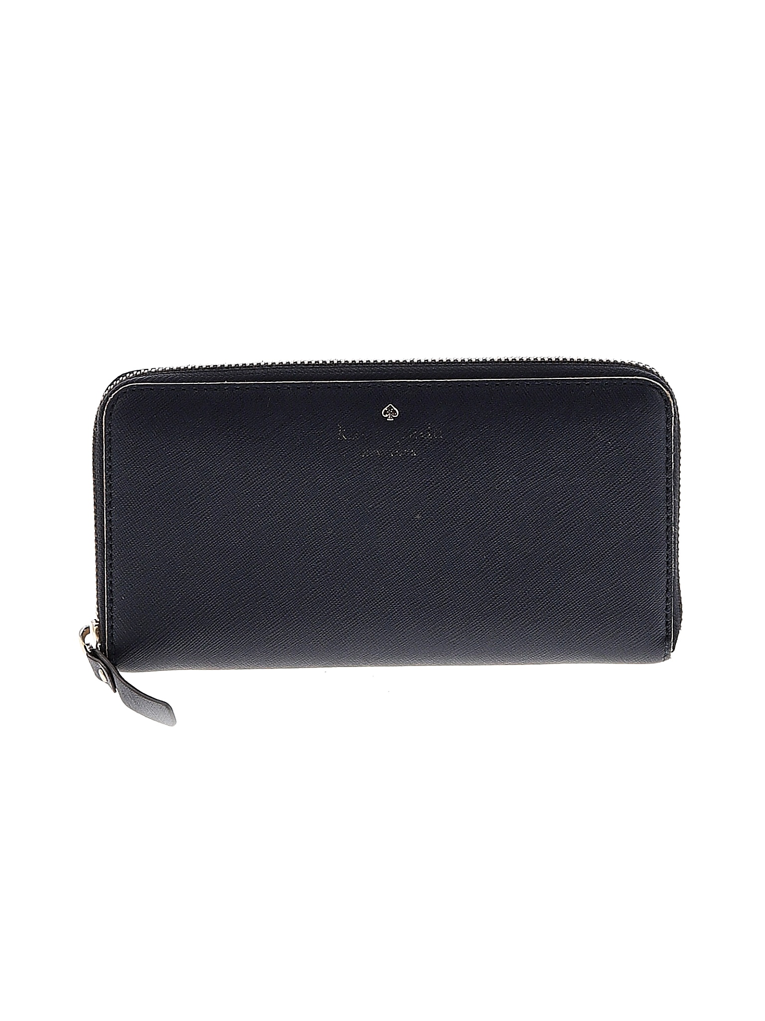 Kate Spade New York 100 Leather Solid Black Blue Leather Wallet One