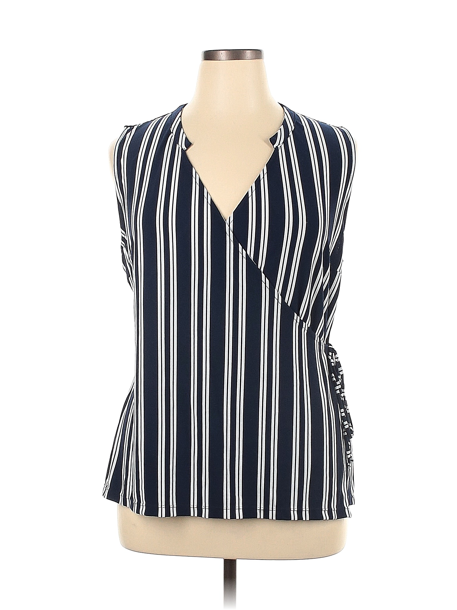 41hawthorn 100 Polyester Stripes Multi Color Blue Sleeveless Blouse