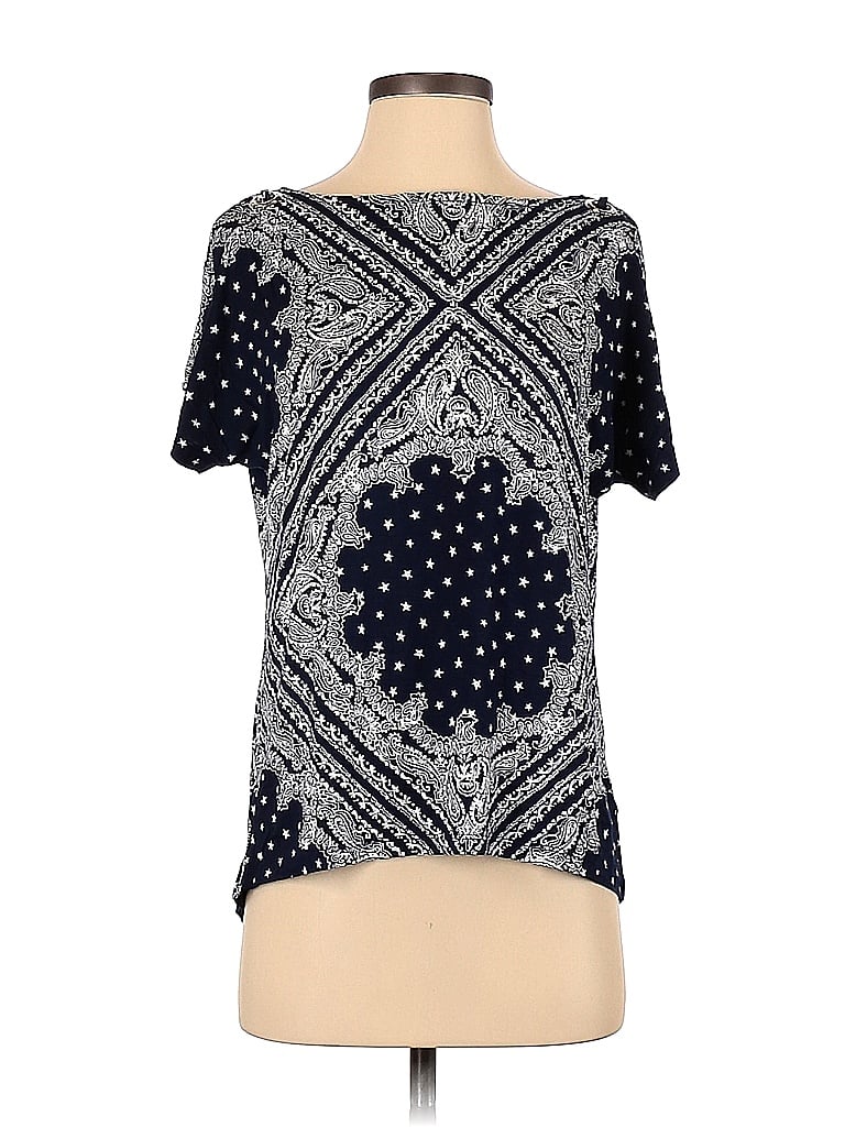 Pre-owned Cable & Gauge Short Sleeve Blouse In Blue