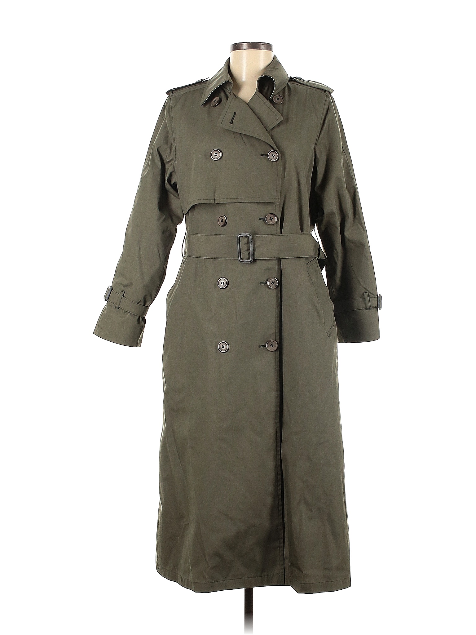 London Fog Solid Colored Green Trenchcoat Size 8 - 69% off | thredUP