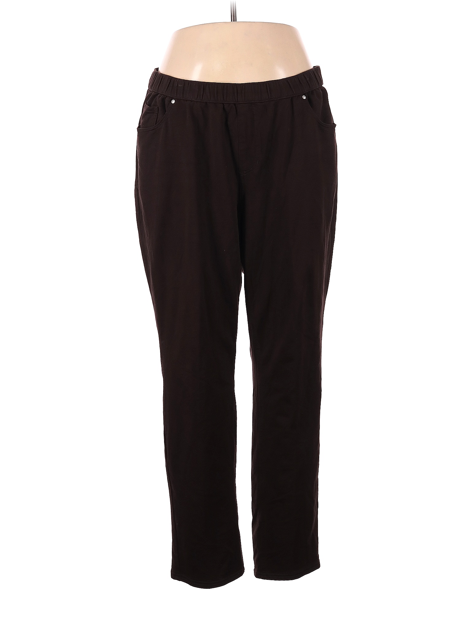 Catherines Solid Black Brown Casual Pants Size 1X (Plus) - 65% off ...