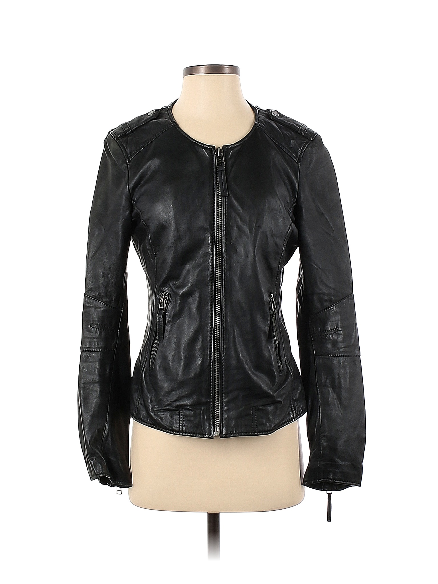 Oakwood Classic 100% Leather Solid Black Leather Jacket Size S - 74% ...