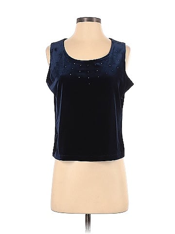 Nancy Bolen City Girl Solid Black Blue Sleeveless Top Size S - 47% off
