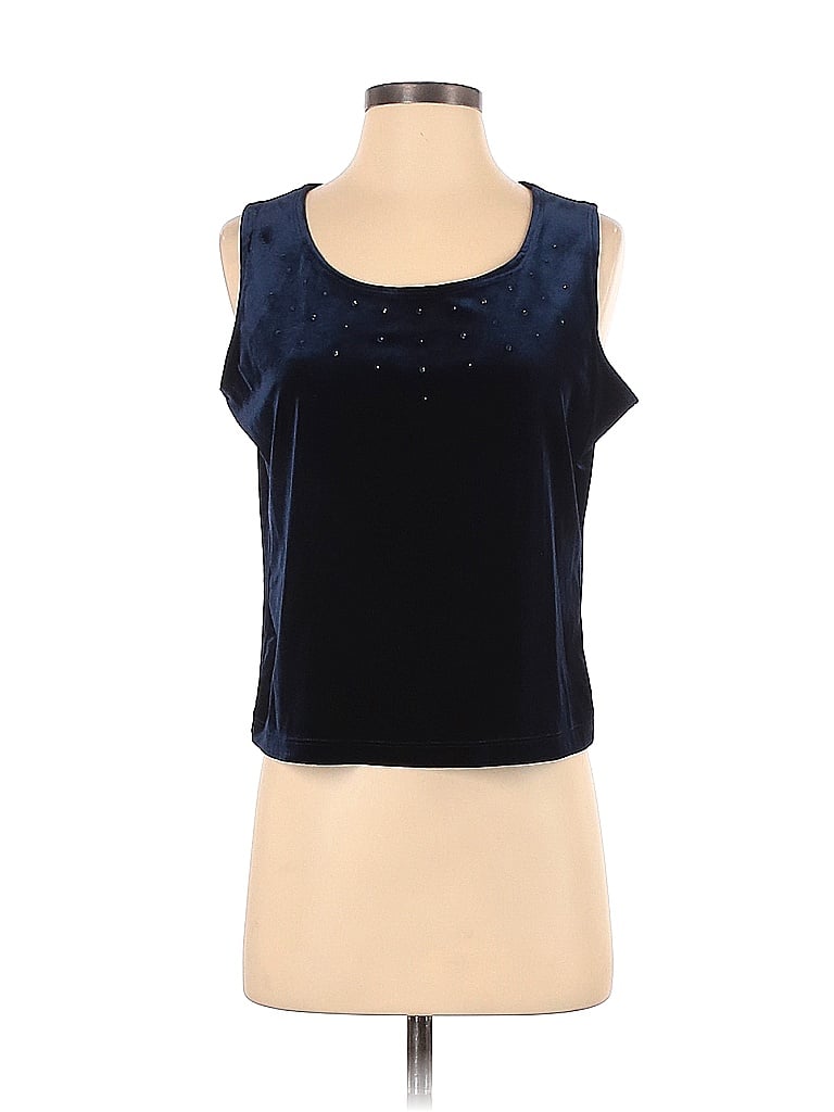 Nancy Bolen City Girl Solid Black Blue Sleeveless Top Size S - 47% off